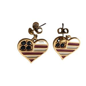 Heart USA American Flag Earrings Patriotic Post